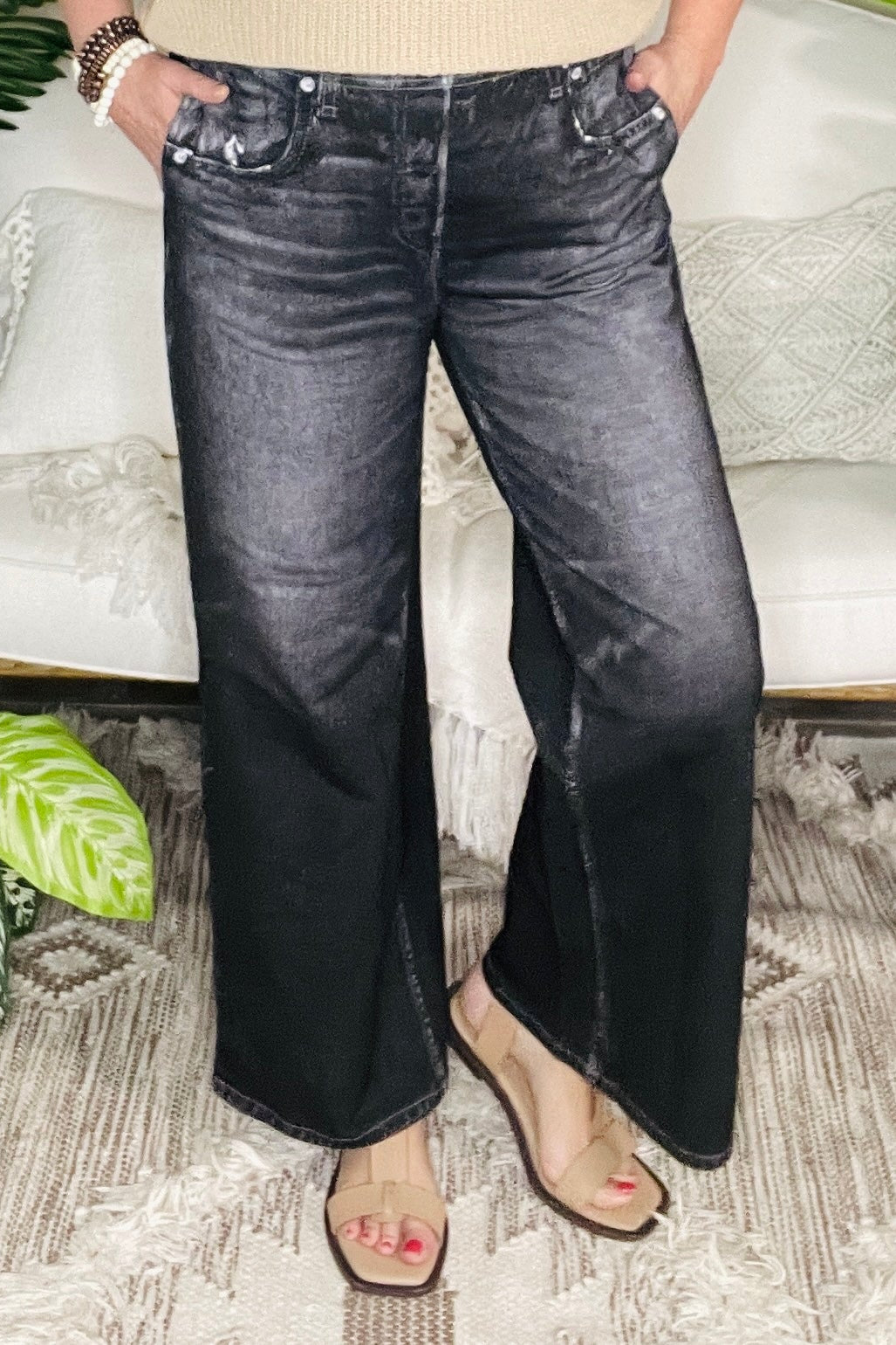 Zenim Charcoal Wide Leg Pant - J023CH