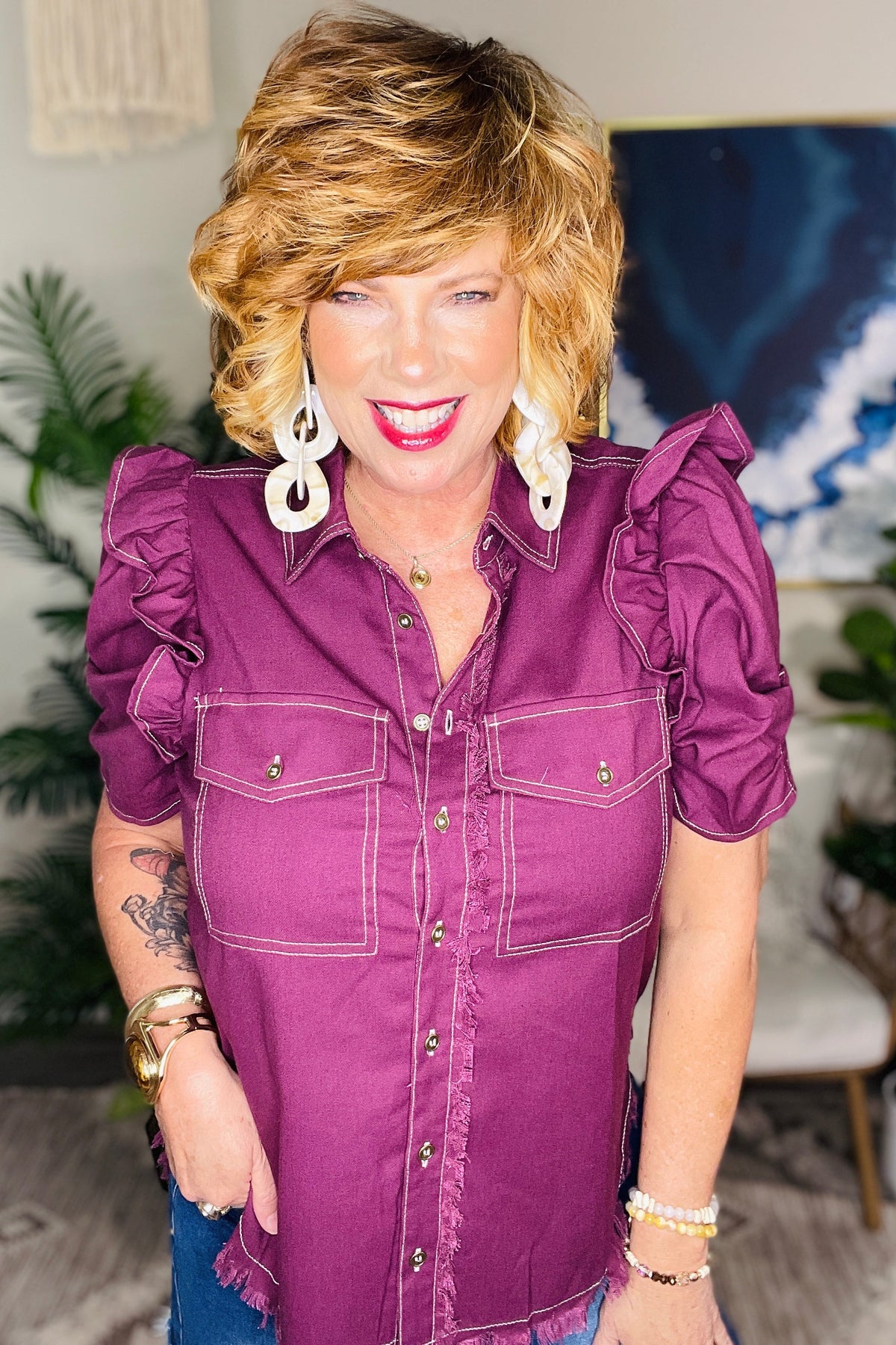 Down Home Darling Plum Top - S934PL
