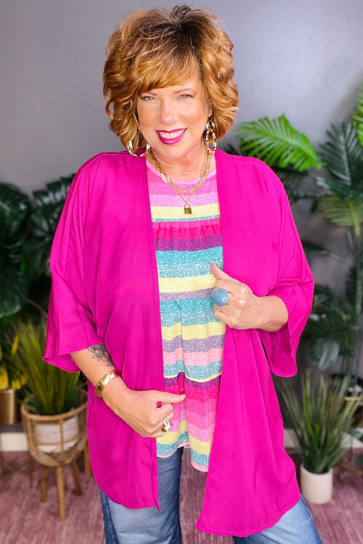 Simply Charming Magenta Kimono - OT154MG