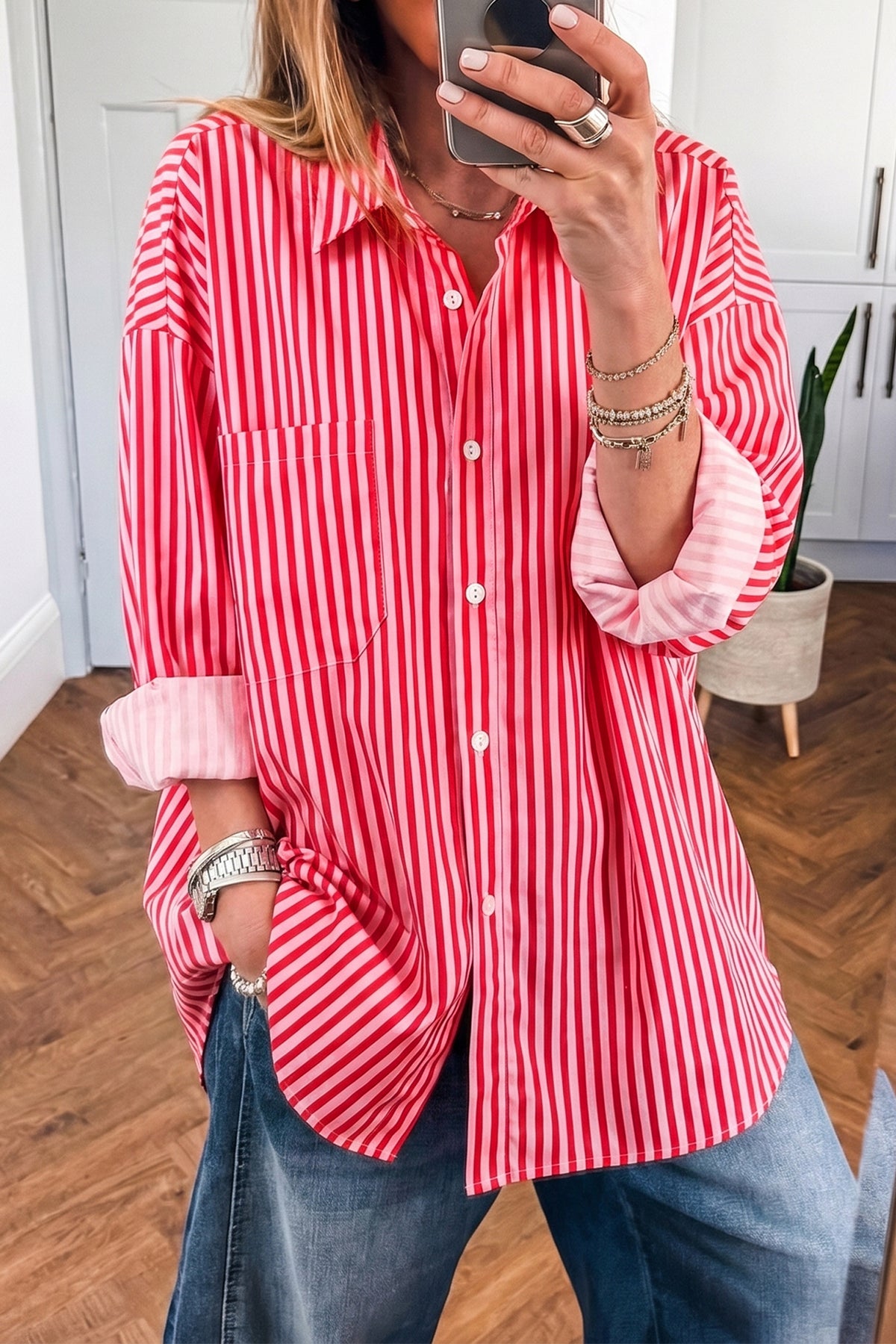Candy Stripe Crush Button Down Top