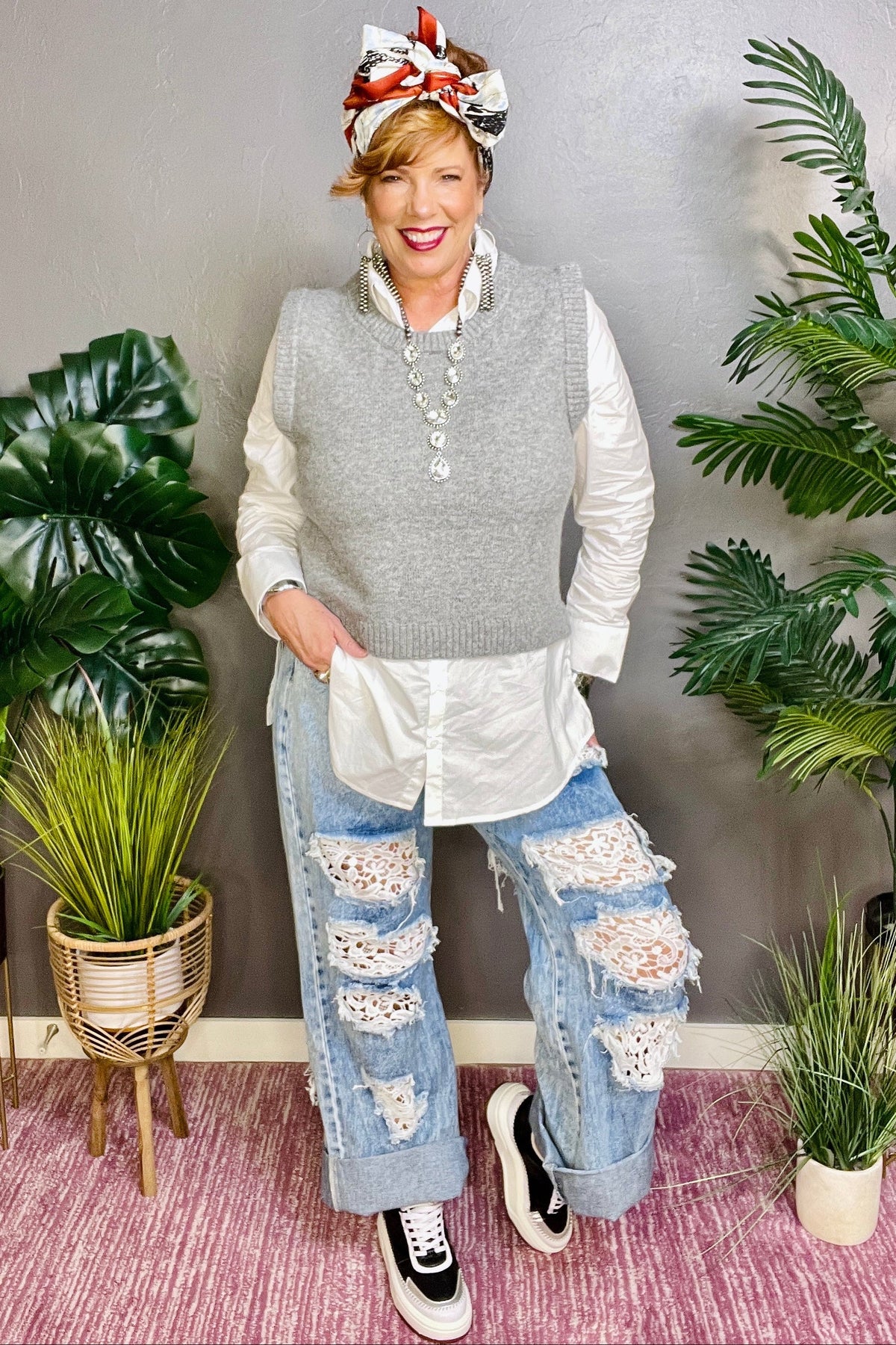 Zoe Distress Lace Jeans - J007DN