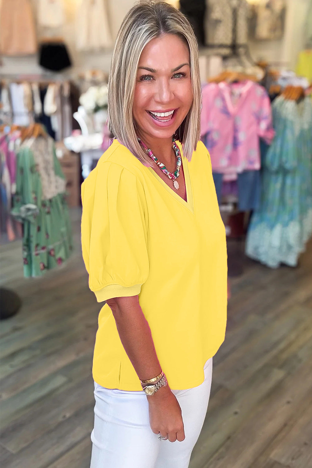Glam Girl Era Yellow Puff Sleeve Top
