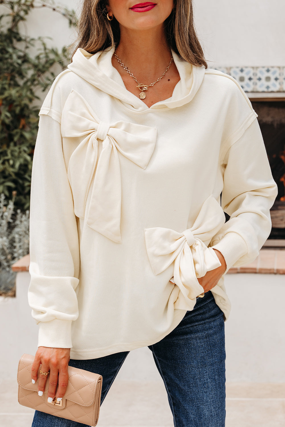 Bows & Chill Bow Detail Hoodie