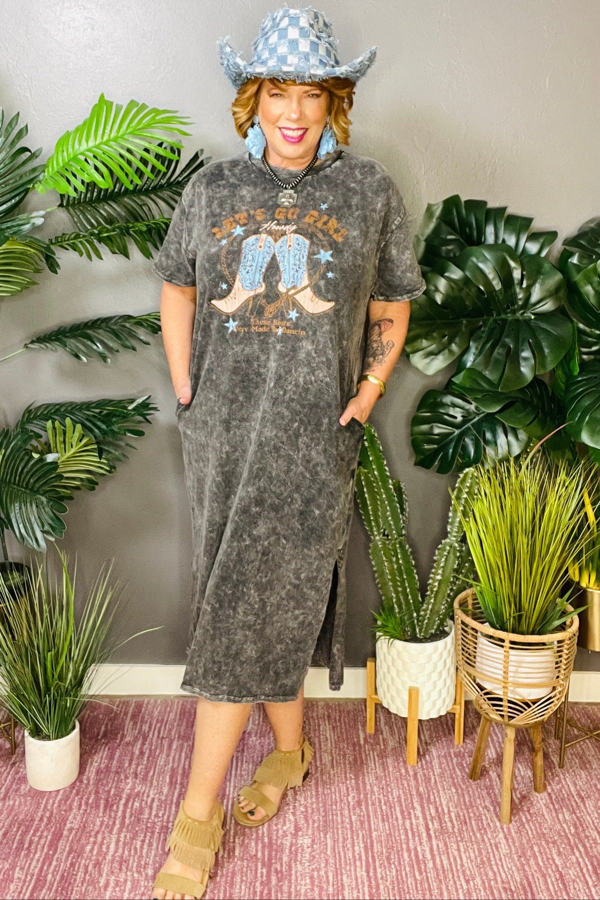 Let's Go Girls Ash Mineral Wash Dress - DR093ASH