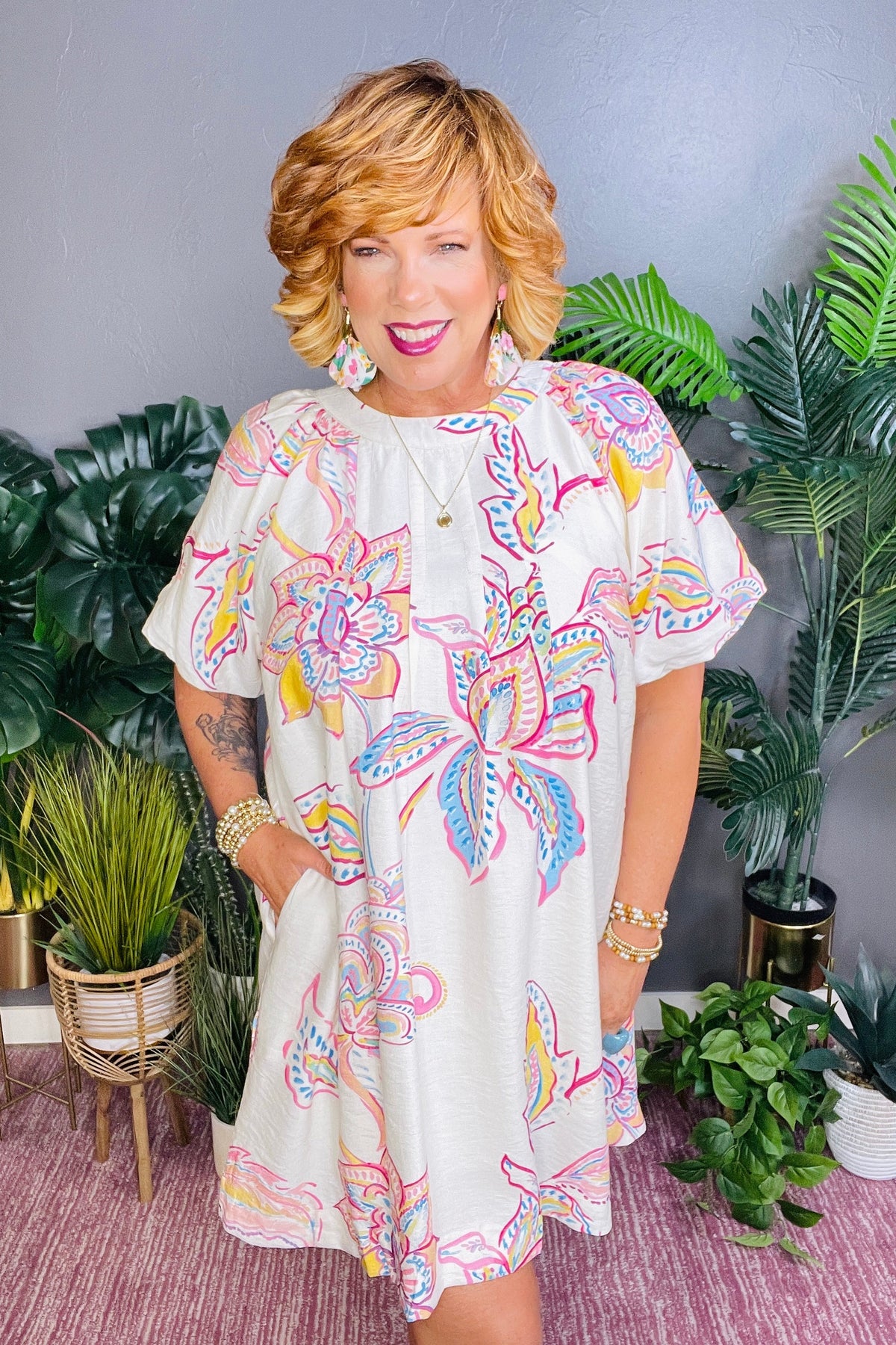 Ready Or Not Boho Off White Floral Mini Dress