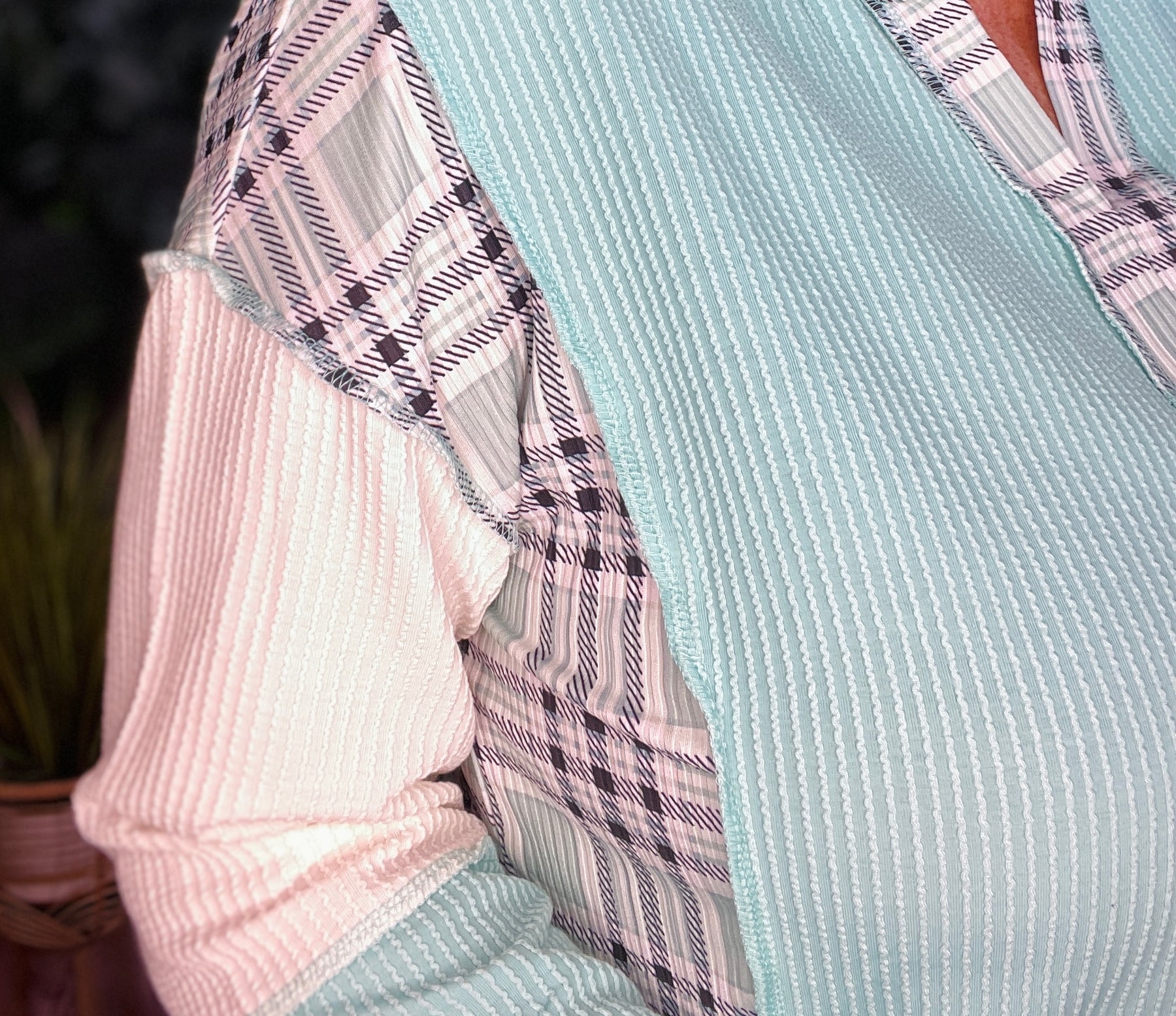 Aruba Dreams Corded Texture Colorblock Top