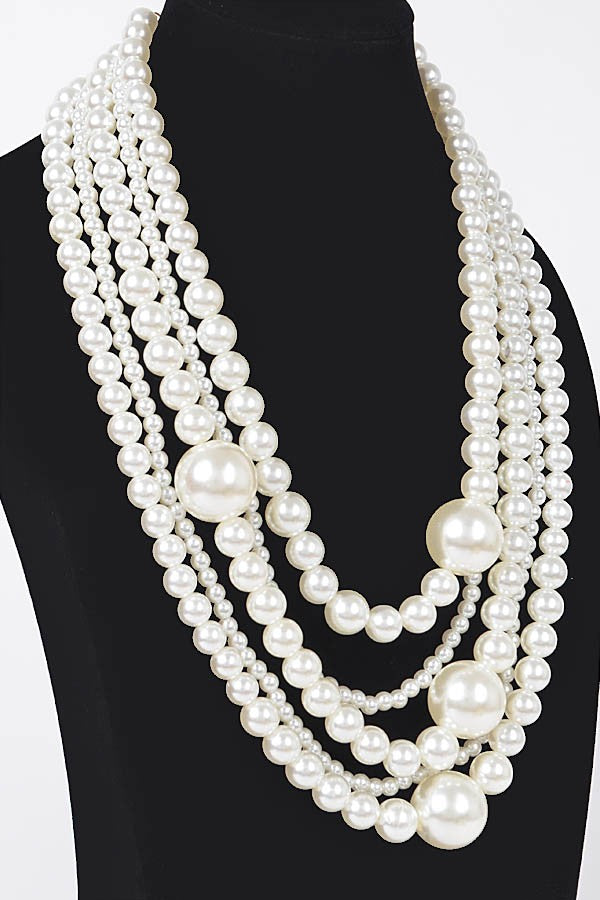 Multi Pearl Layered Necklace - N066PR