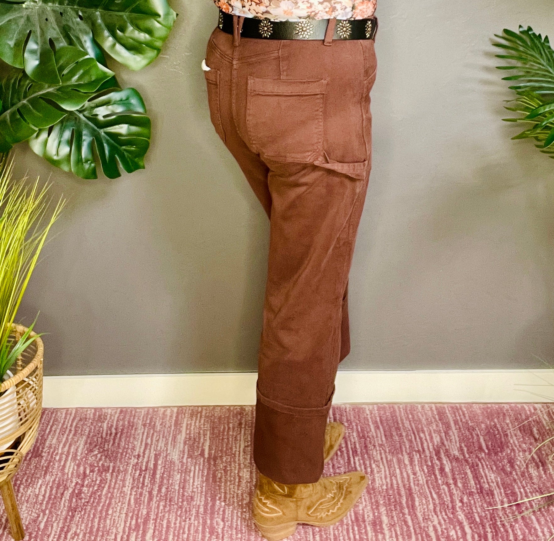 Amber High Rise Wide Straight Cuffed Patch Jeans