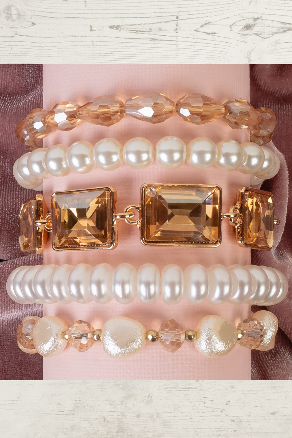 Pearl And Gold Stacked Bracelets - B066GO