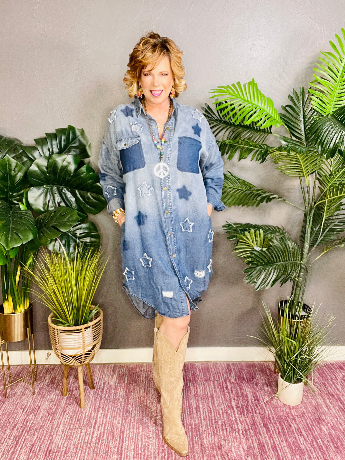 Follow Your Star Denim Dress - DR060DN