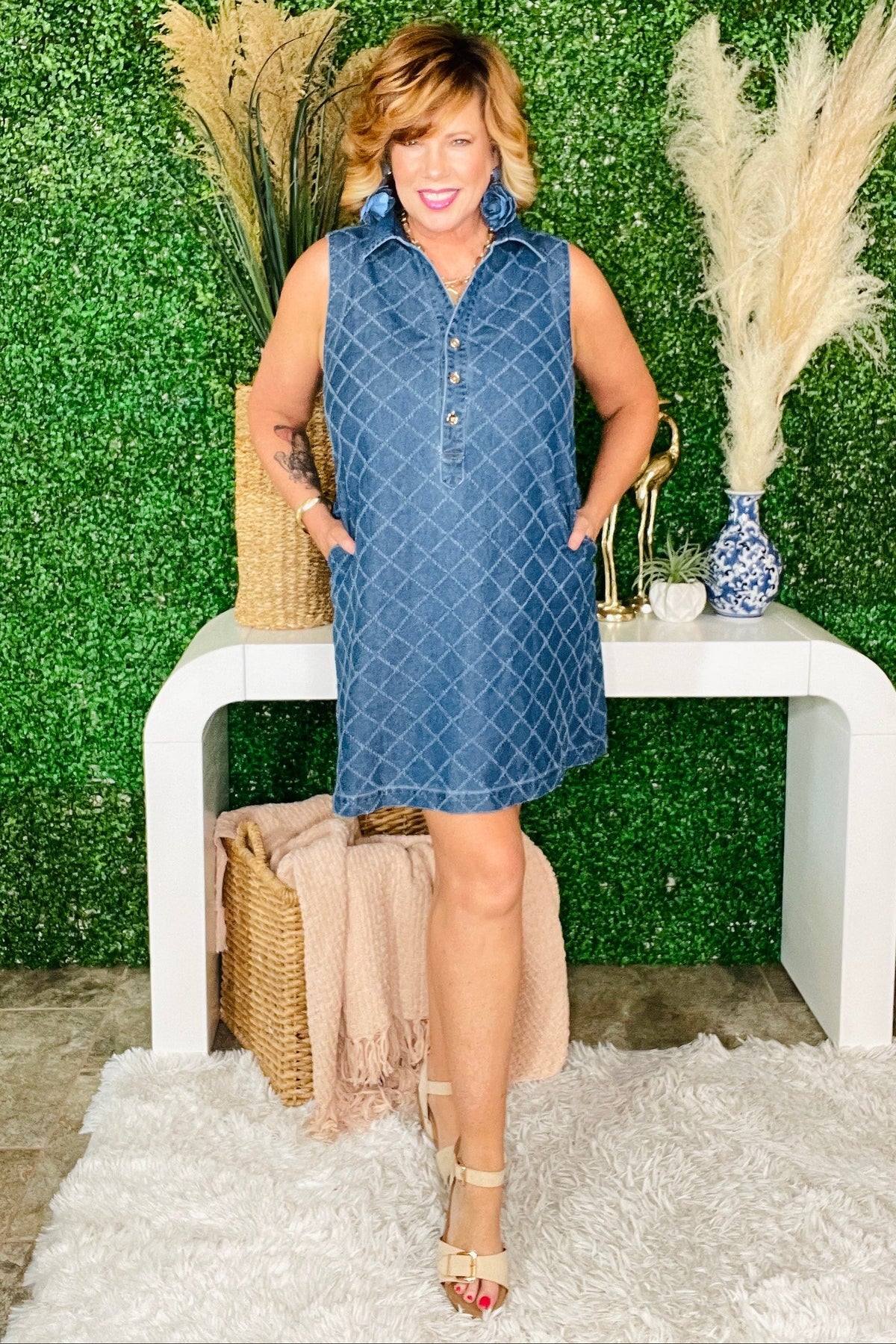 Let's Do Brunch Denim Sleeveless Mini Dress