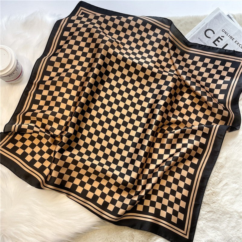 Brown Checker Print Scarf - SC007BR