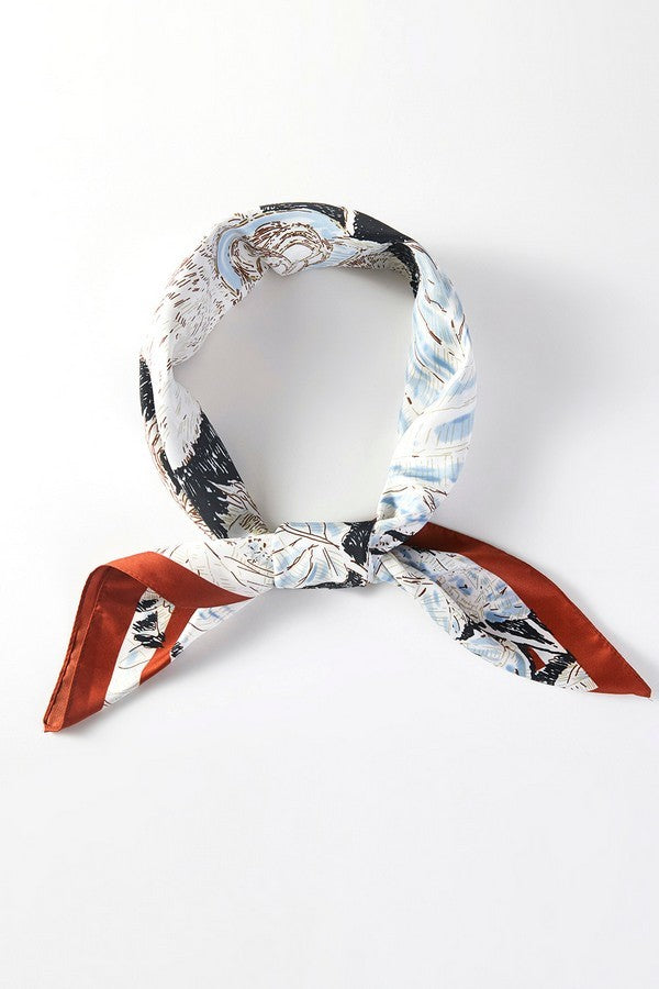 Rust Abstract Floral Print Scarf - SC003RU