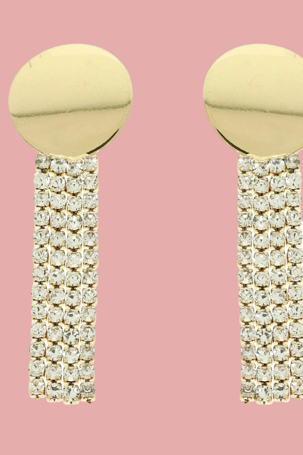 Gold Multi Row Disc Top Tassel Earrings - E042GO