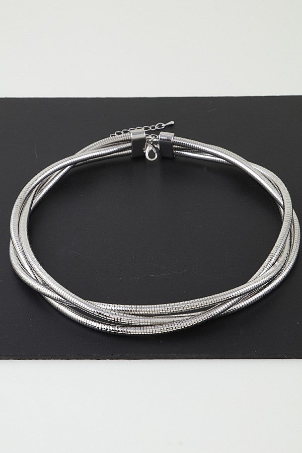 Silver Intertwined Chain Wrap Necklace - N118SI