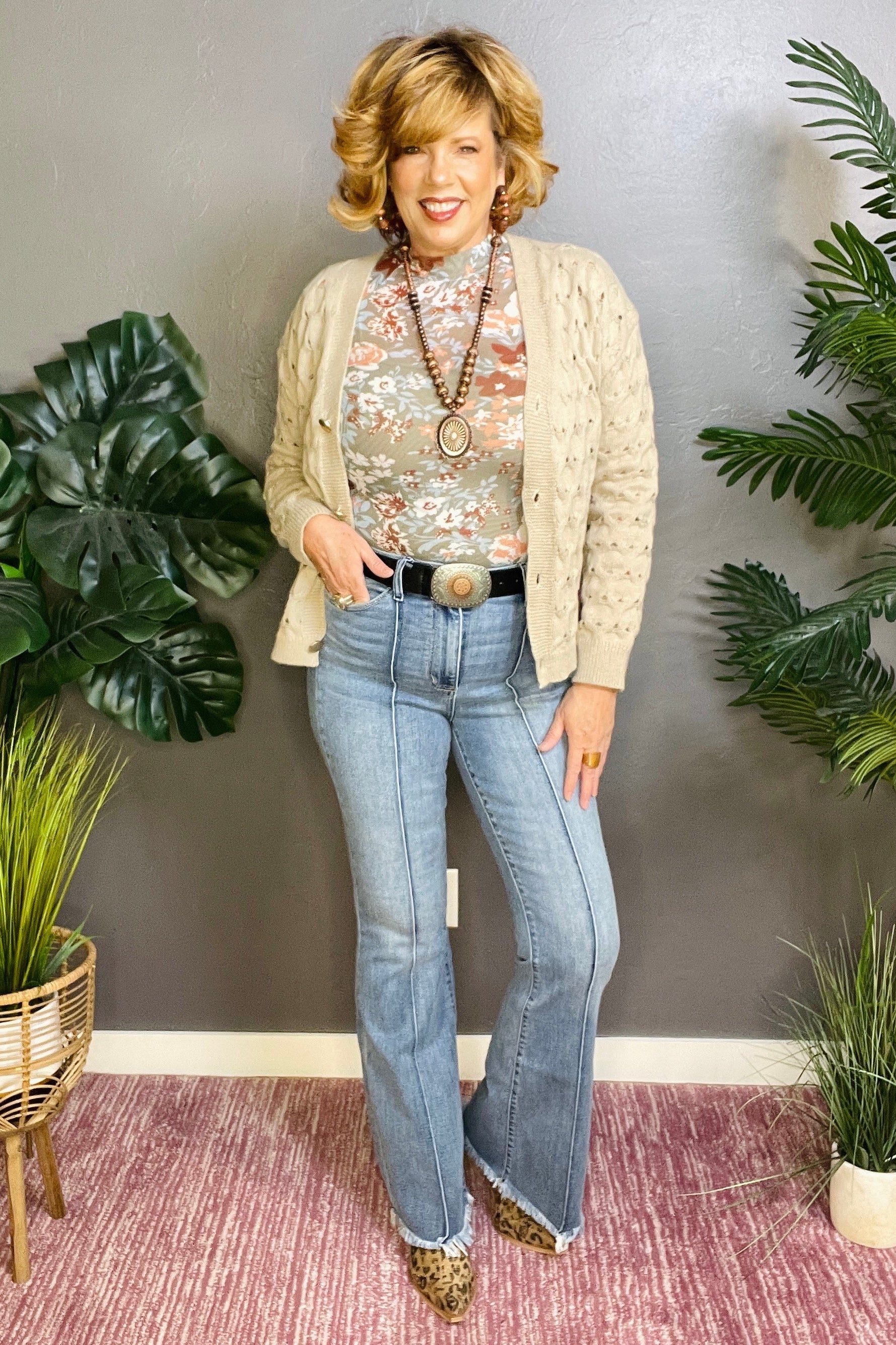 Lennon High Waist Flare Fray Hem Jeans