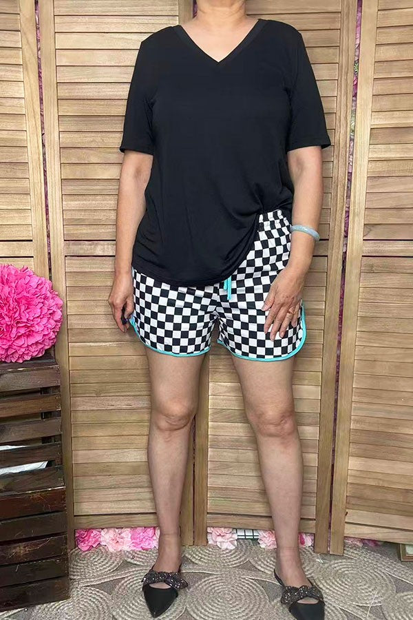 Checkered Charm Top And Short Set - SET030BW
