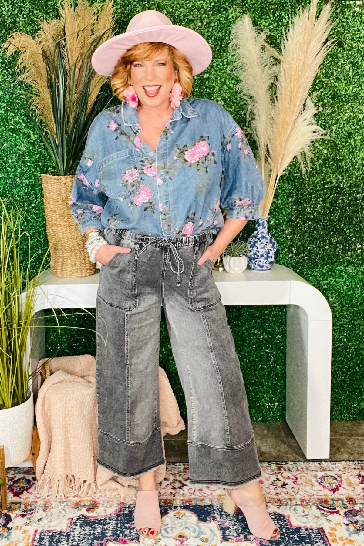 Backroad Beauty Floral Denim Shirt