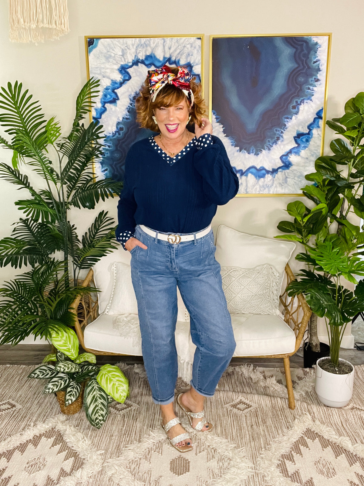 Whitney Sky Blue Cuffed Barrel Jeans