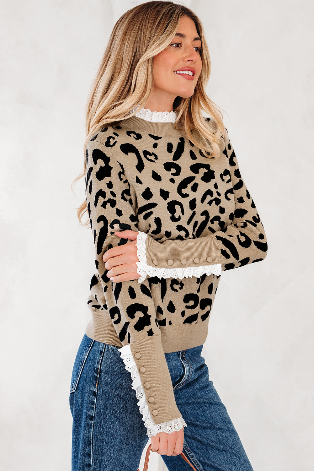 Barely Wild Pattern Lace Ribbed Sweater