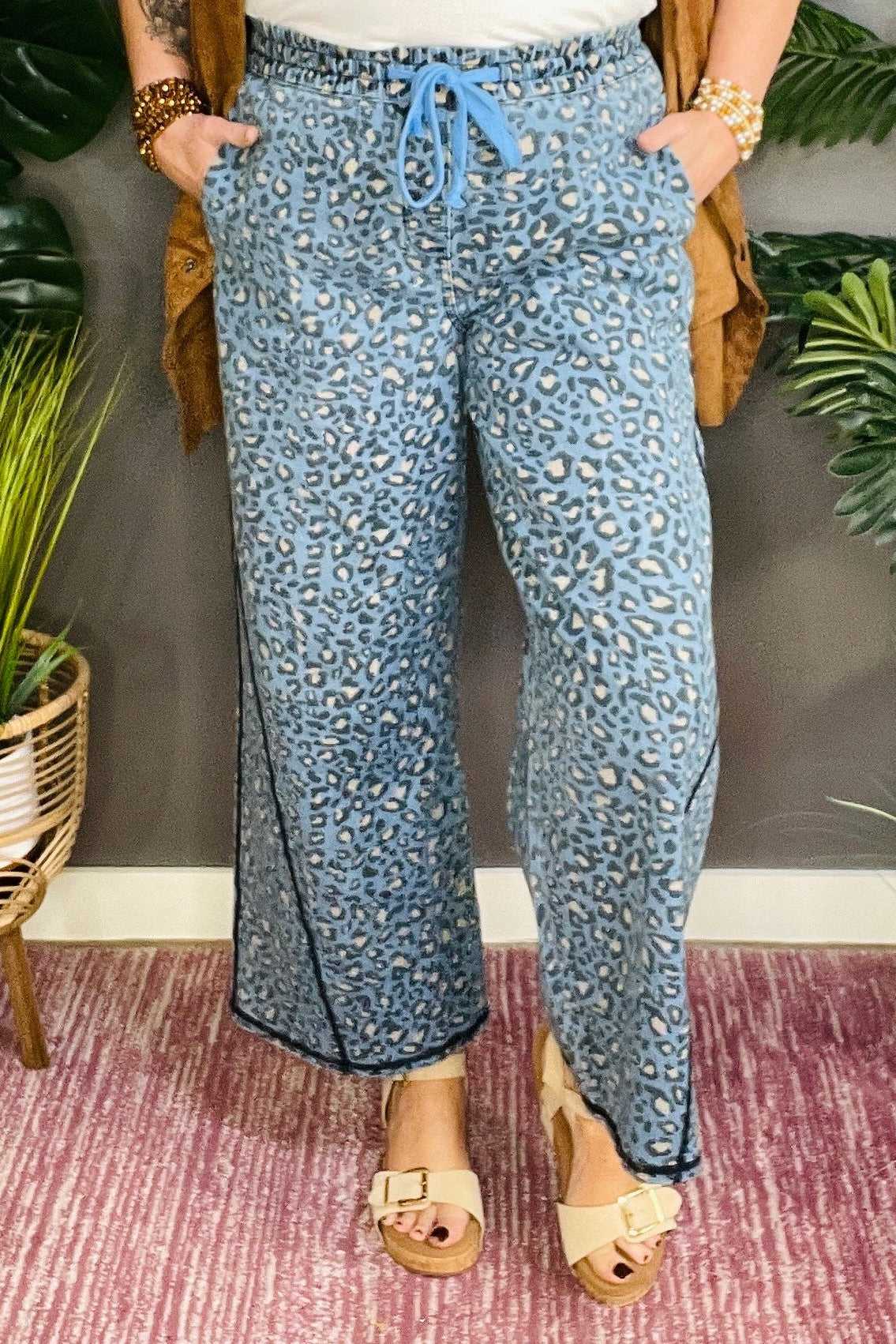 Calm But Savage Wide Leg Drawstring Jeans