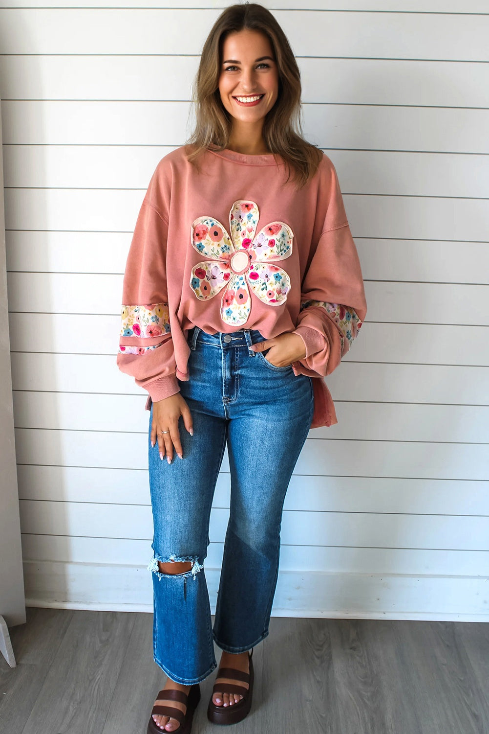 Blossoming Beauty Baggy Pullover Sweatshirt