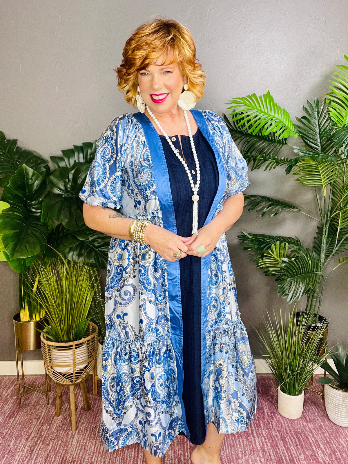 Now And Then Blue Boho Kimono - OT150BL