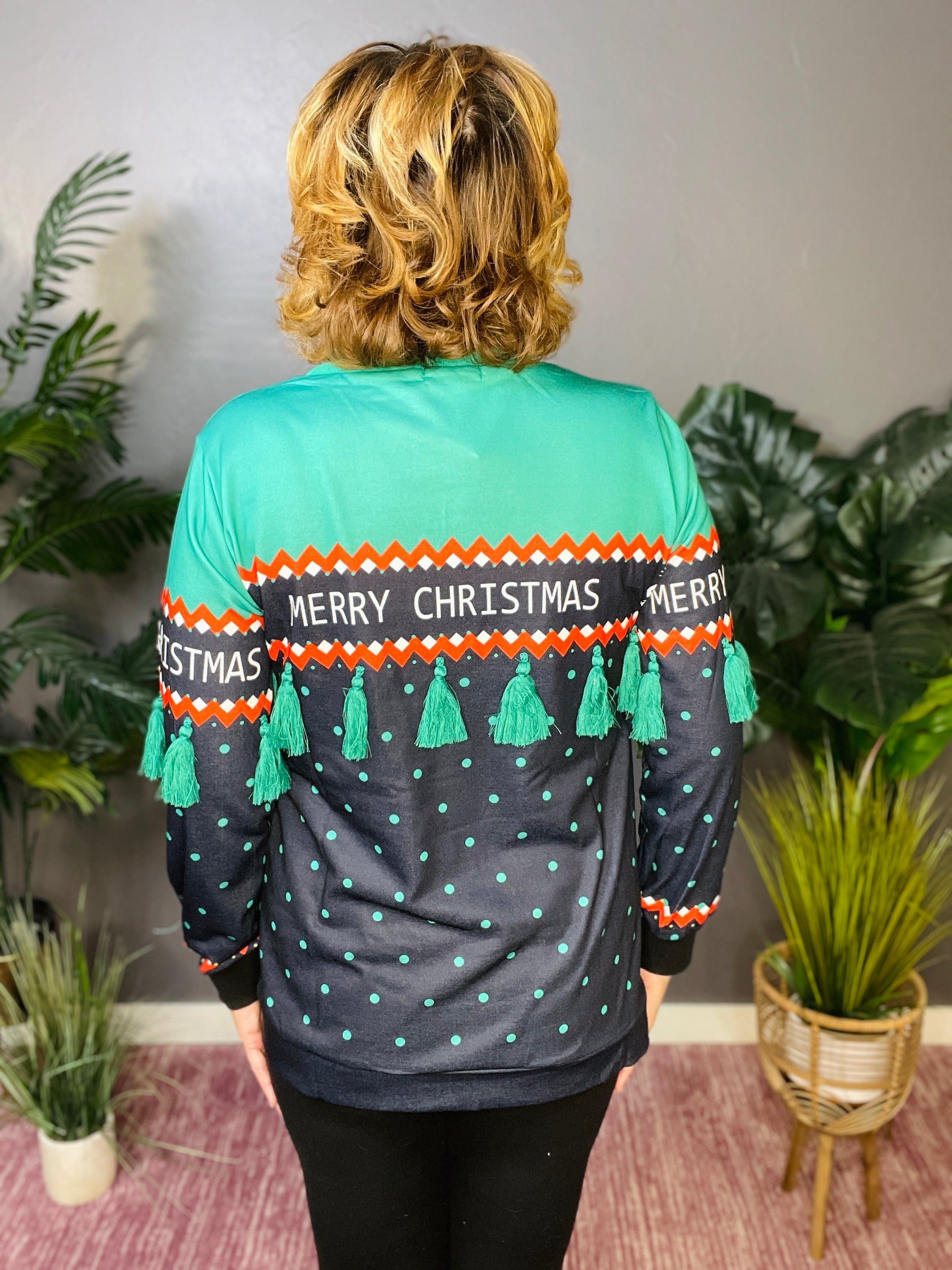 Merry Christmas Tassel Sweater - S061GN