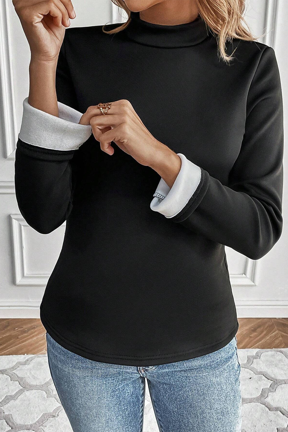 Cozy Girl Vibes Mock Neck Thermal Lined Top