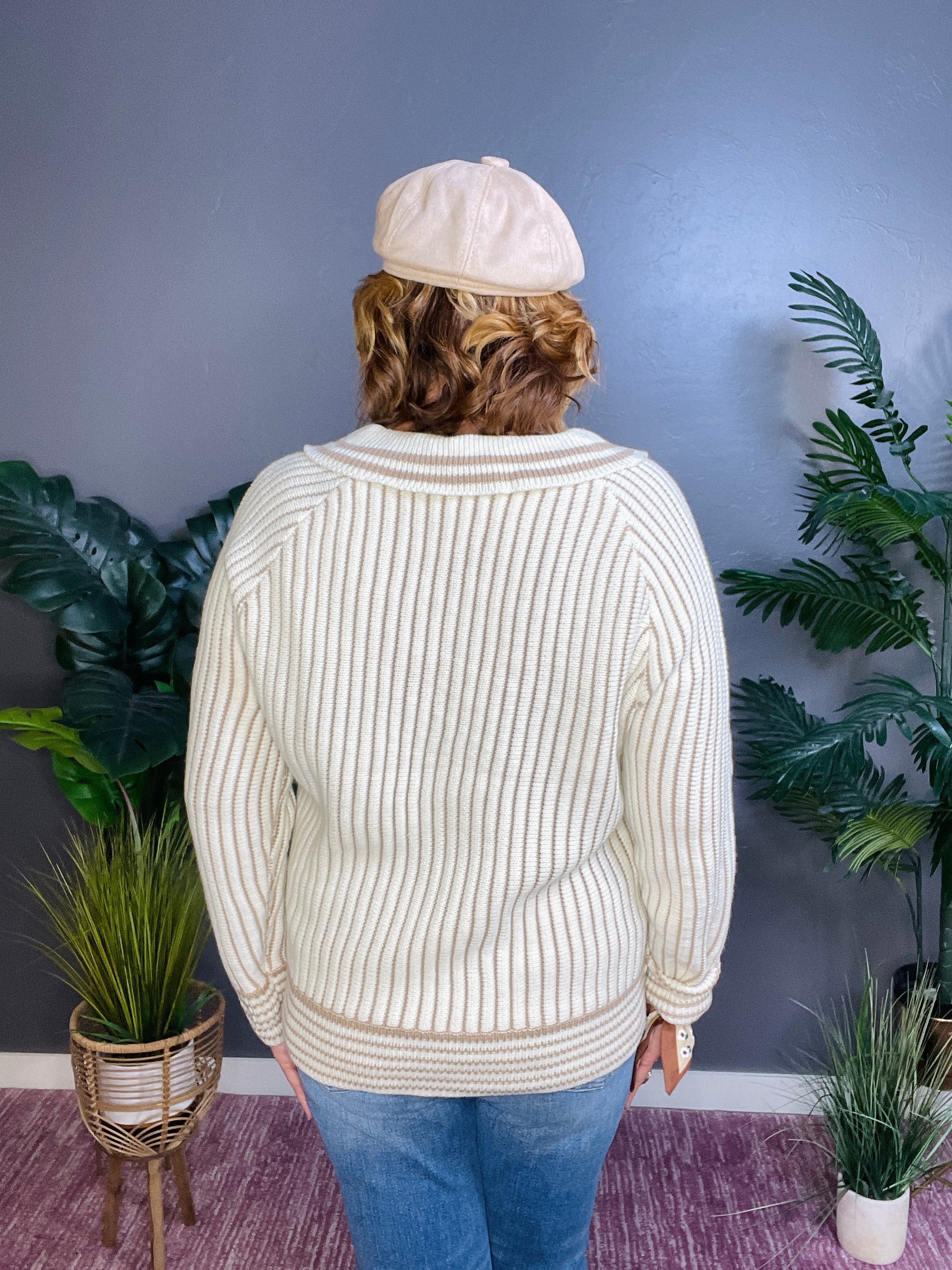 Cool Girl Club Ribbed Two Tone Sweater