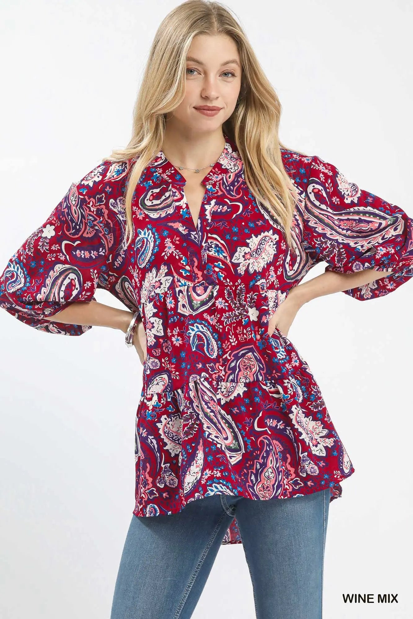 Paisley Perfection Hi Lo Wine Mix Top - S015WN