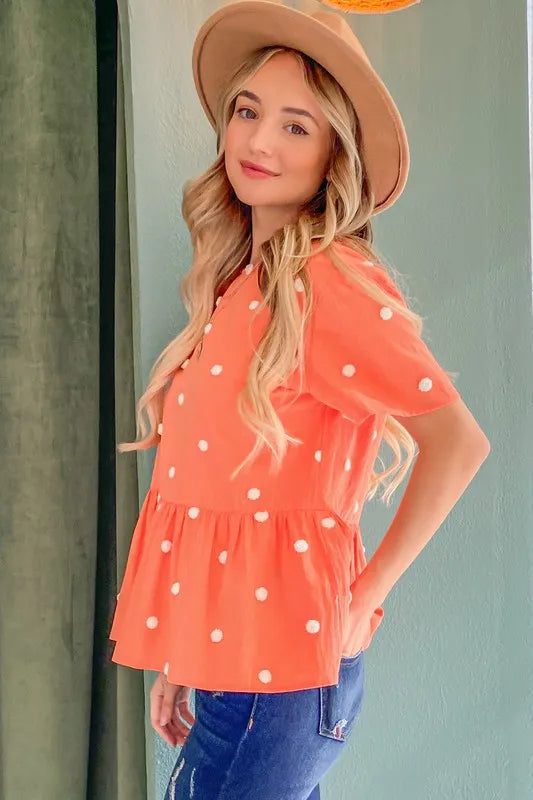 Pom Pom Perfect Polka Dots Top - T11355CO