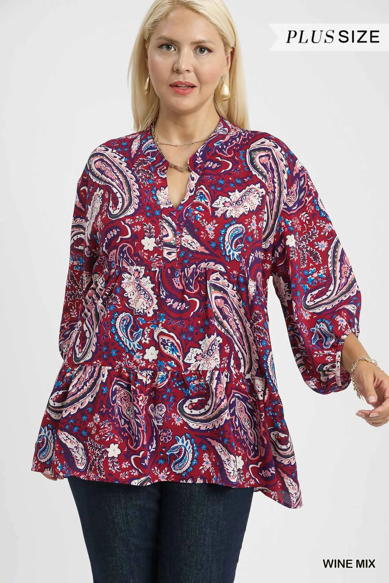 Paisley Perfection Hi Lo Wine Mix Top - S015WN