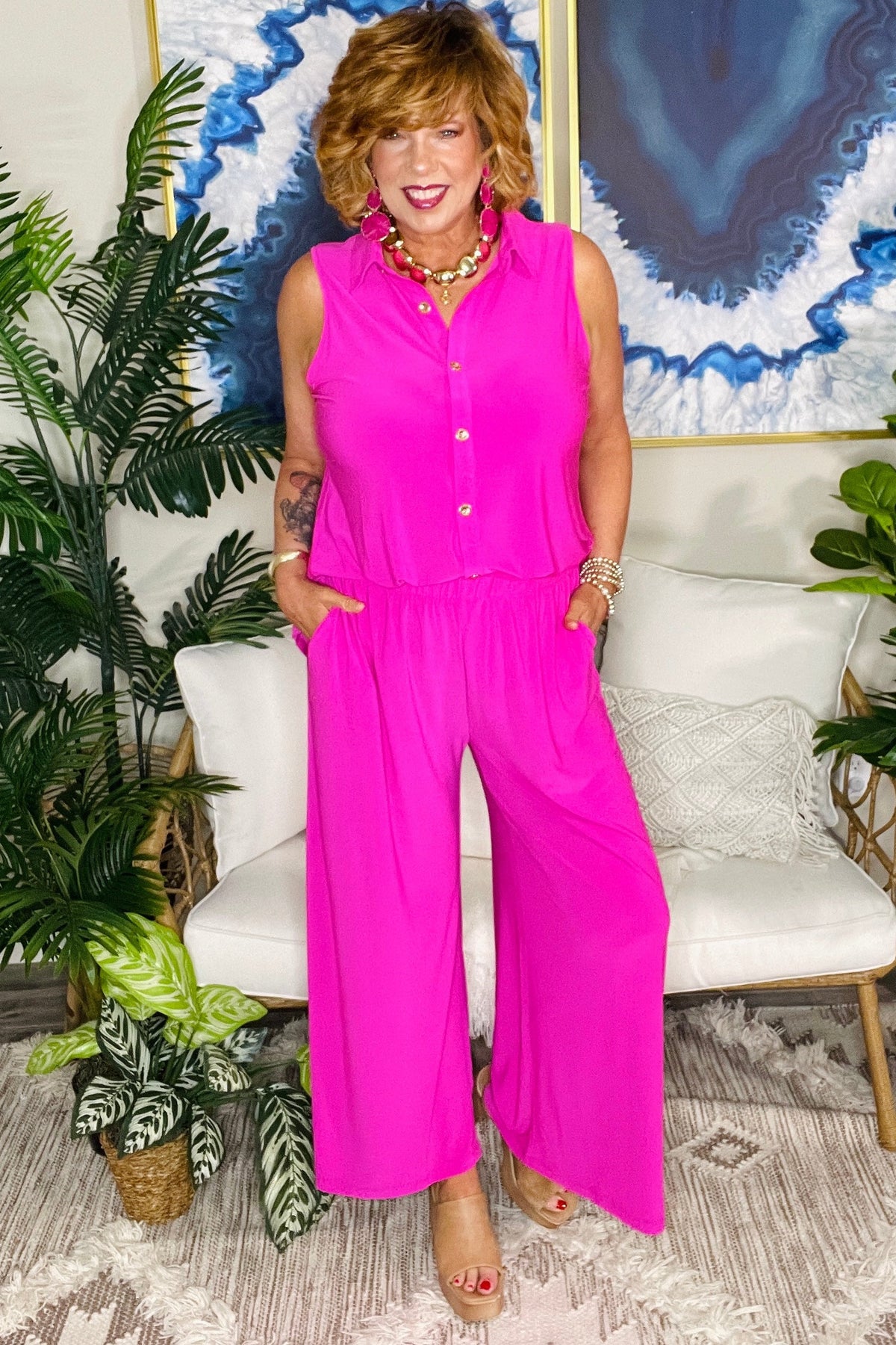 Vacay All Day Top And Pant Set - SET052PK