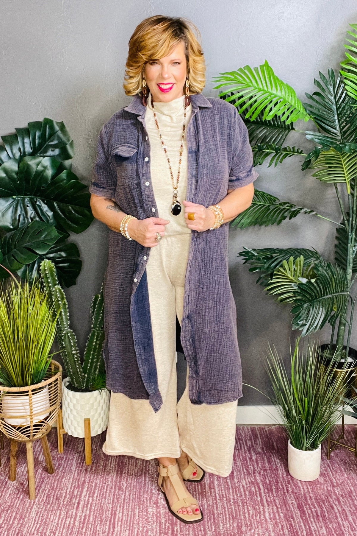 Runway Level Style Duster - OT131BL