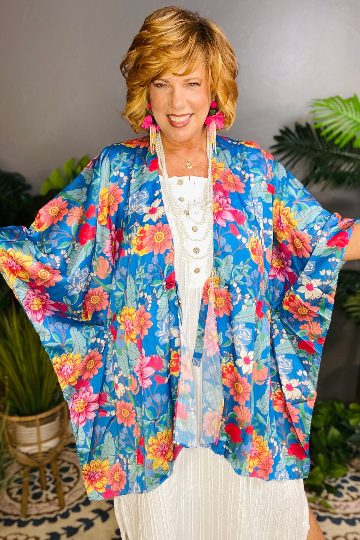 All That Glows Blue Mix Kimono - OT171BL