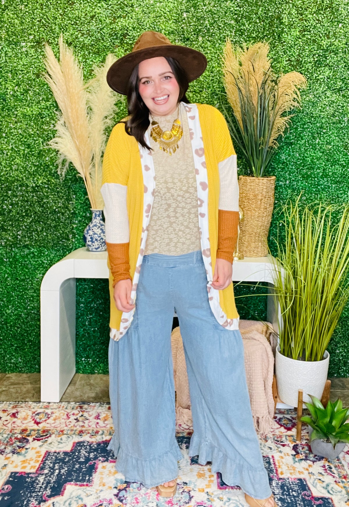 Golden Girl Waffle Cardigan - OT200YE