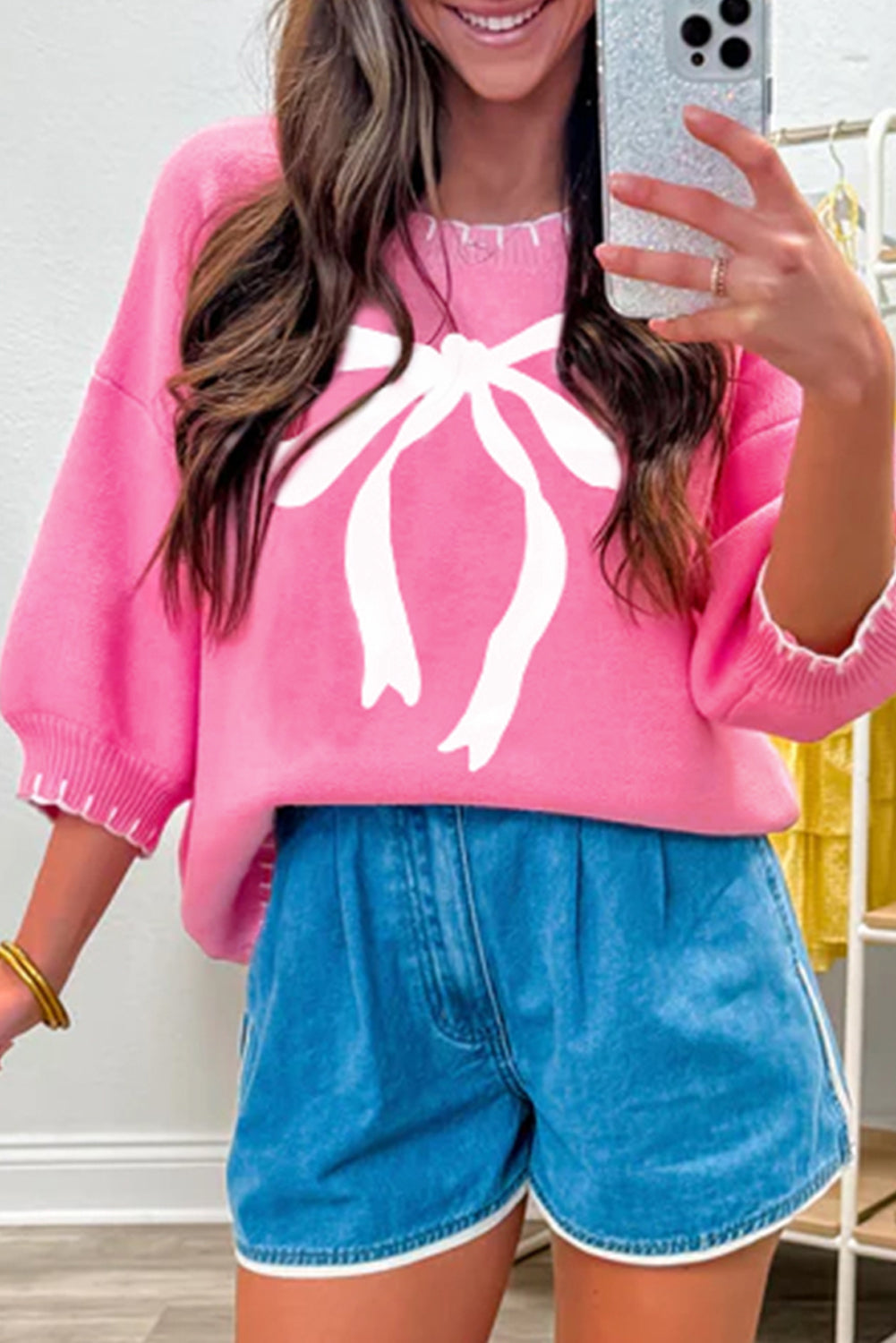Bow My Gosh Pink Sweater