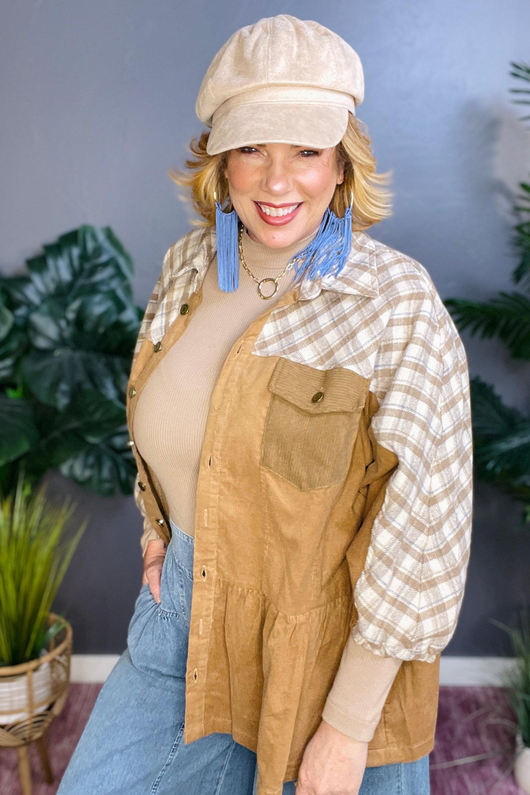 Plaid Season Ready Latte Shacket - OT021LA