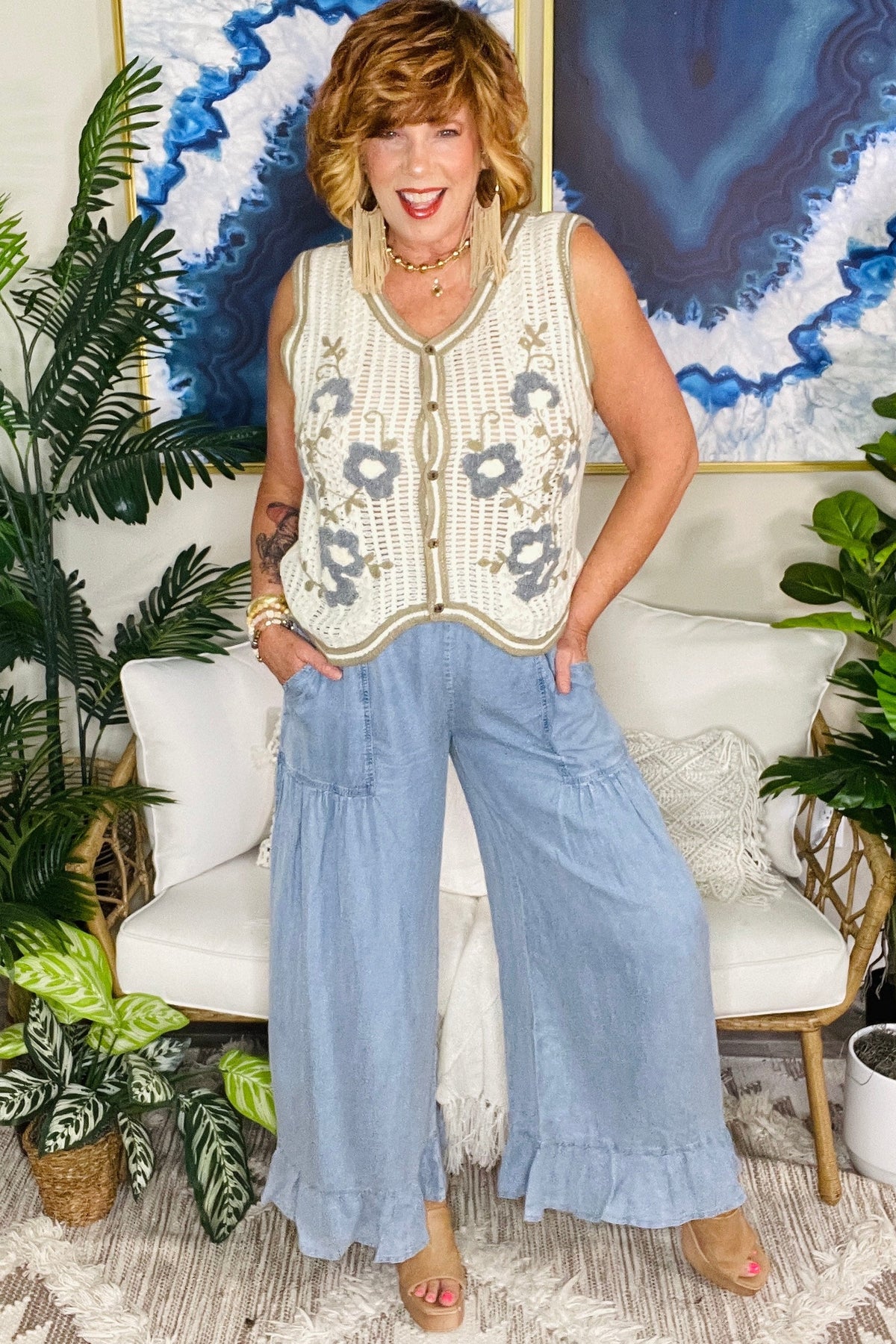 Boho Blossom Vest Top - S858LA