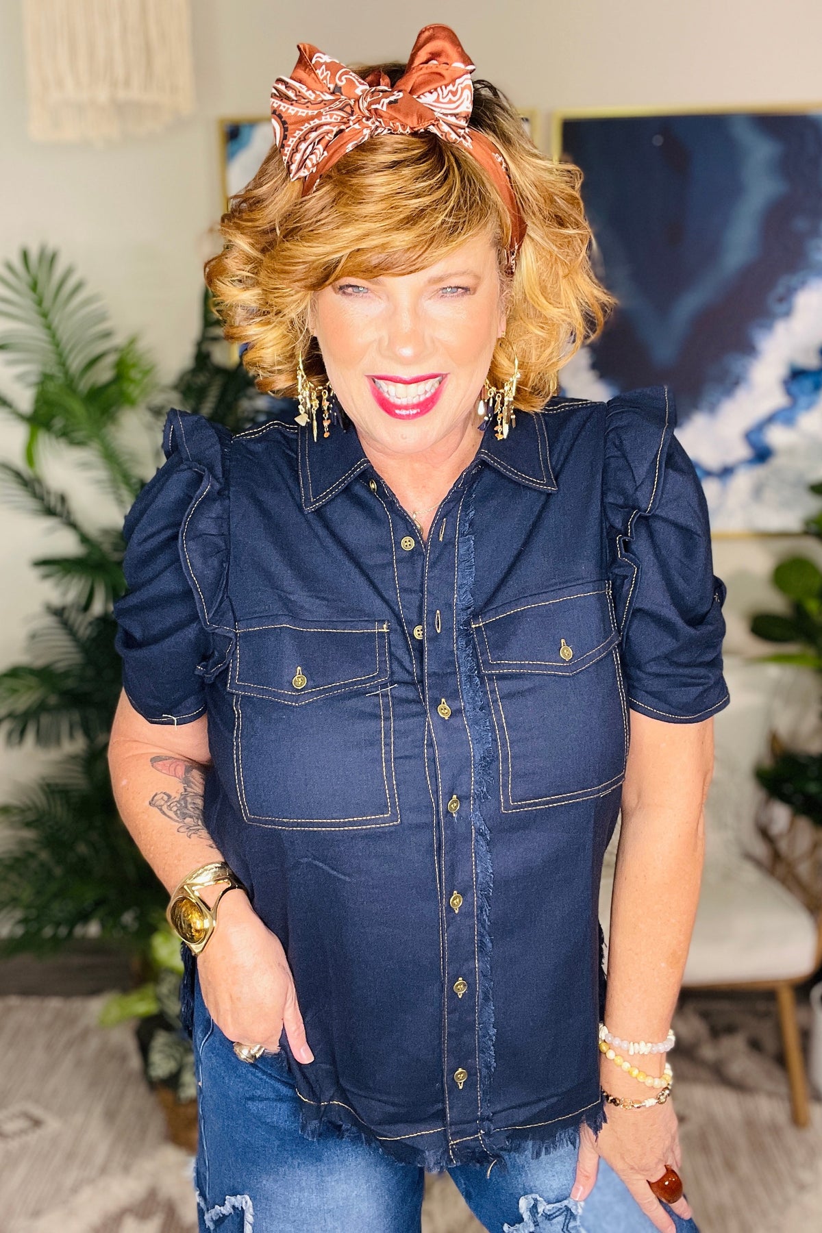 Down Home Darling Dark Navy Top - S932DNV