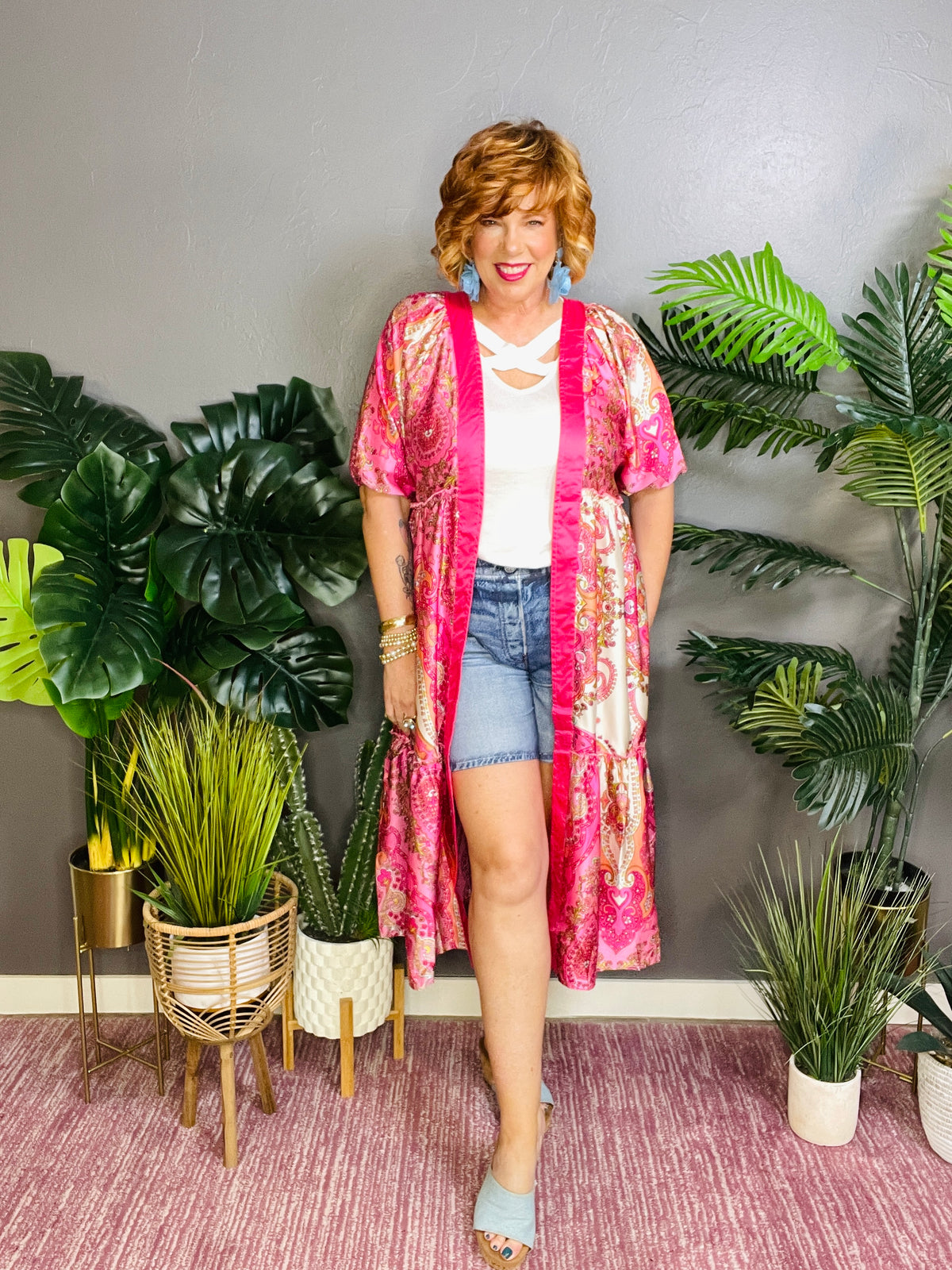 Now And Then Pink Boho Kimono - OT148PK