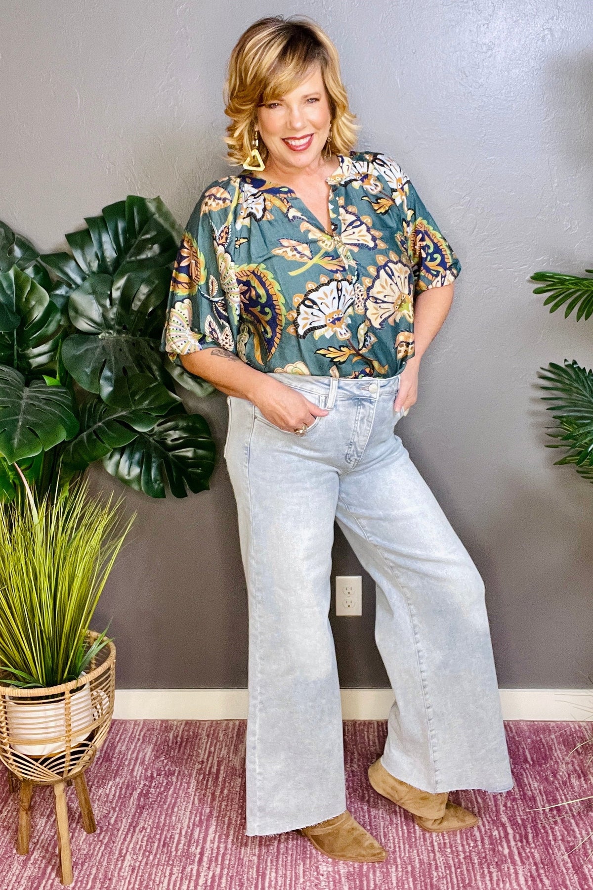Savannah Full Size High Rise Ankle Wide Palazzo Jeans