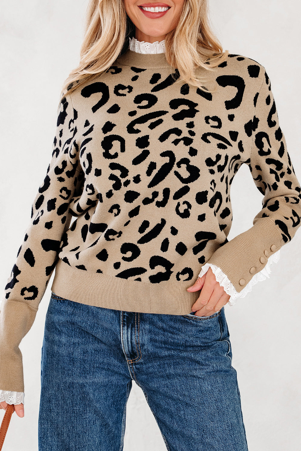 Barely Wild Pattern Lace Ribbed Sweater
