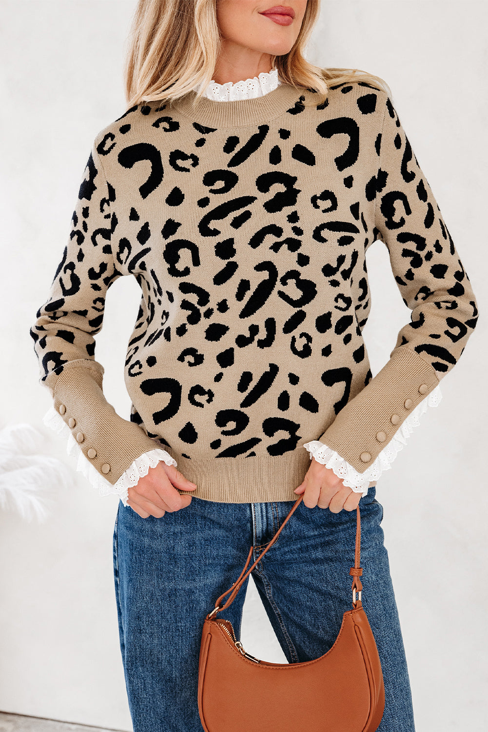 Barely Wild Pattern Lace Ribbed Sweater