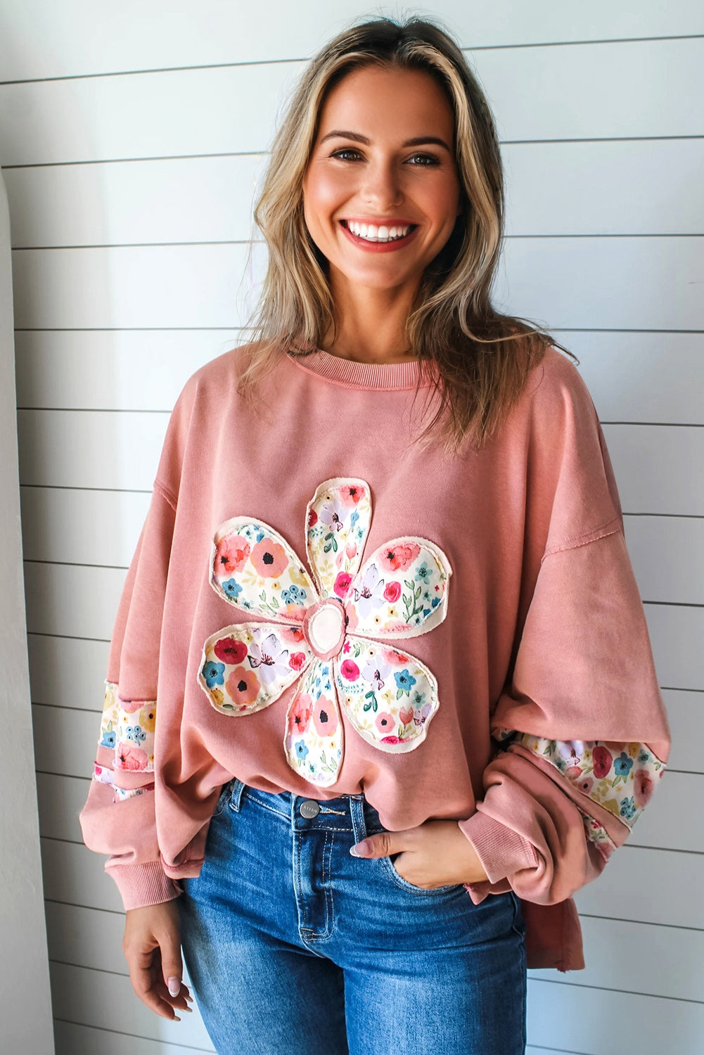 Blossoming Beauty Baggy Pullover Sweatshirt