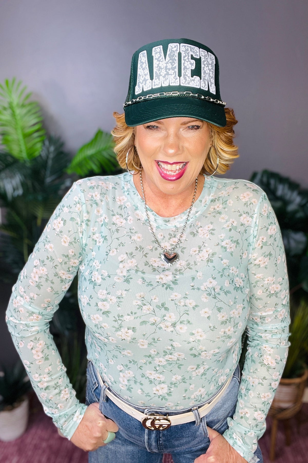 Amen Dark Green Trucker Hat - H002DG