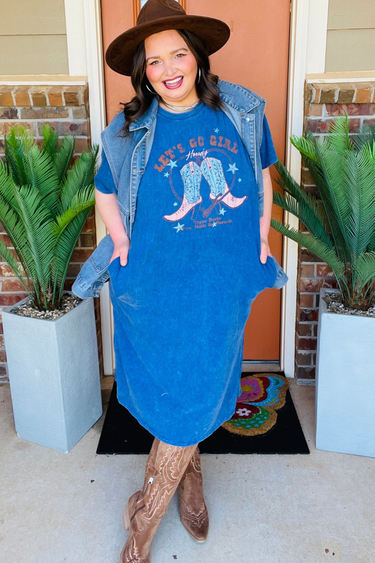 Let's Go Girls Navy Mineral Wash Dress - DR094NV