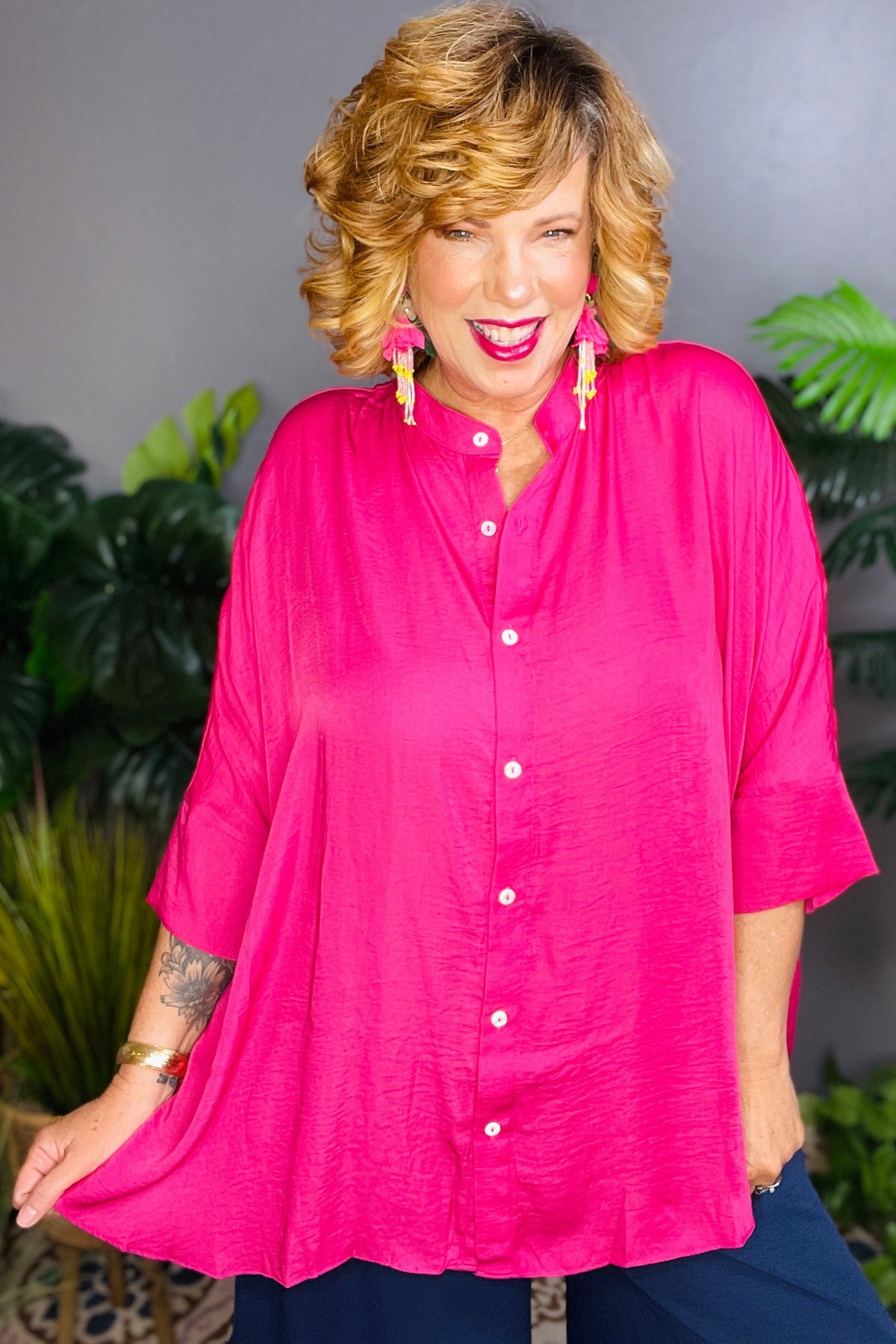 Sassy In Satin Fuchsia Top - S760FU