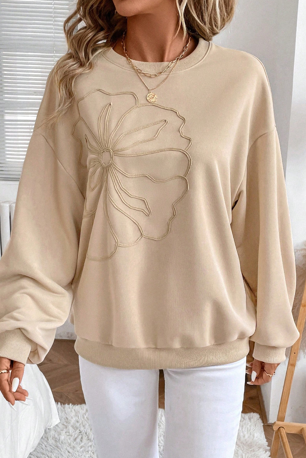 Deeply Rooted Embroidered Flower Sweatshirt